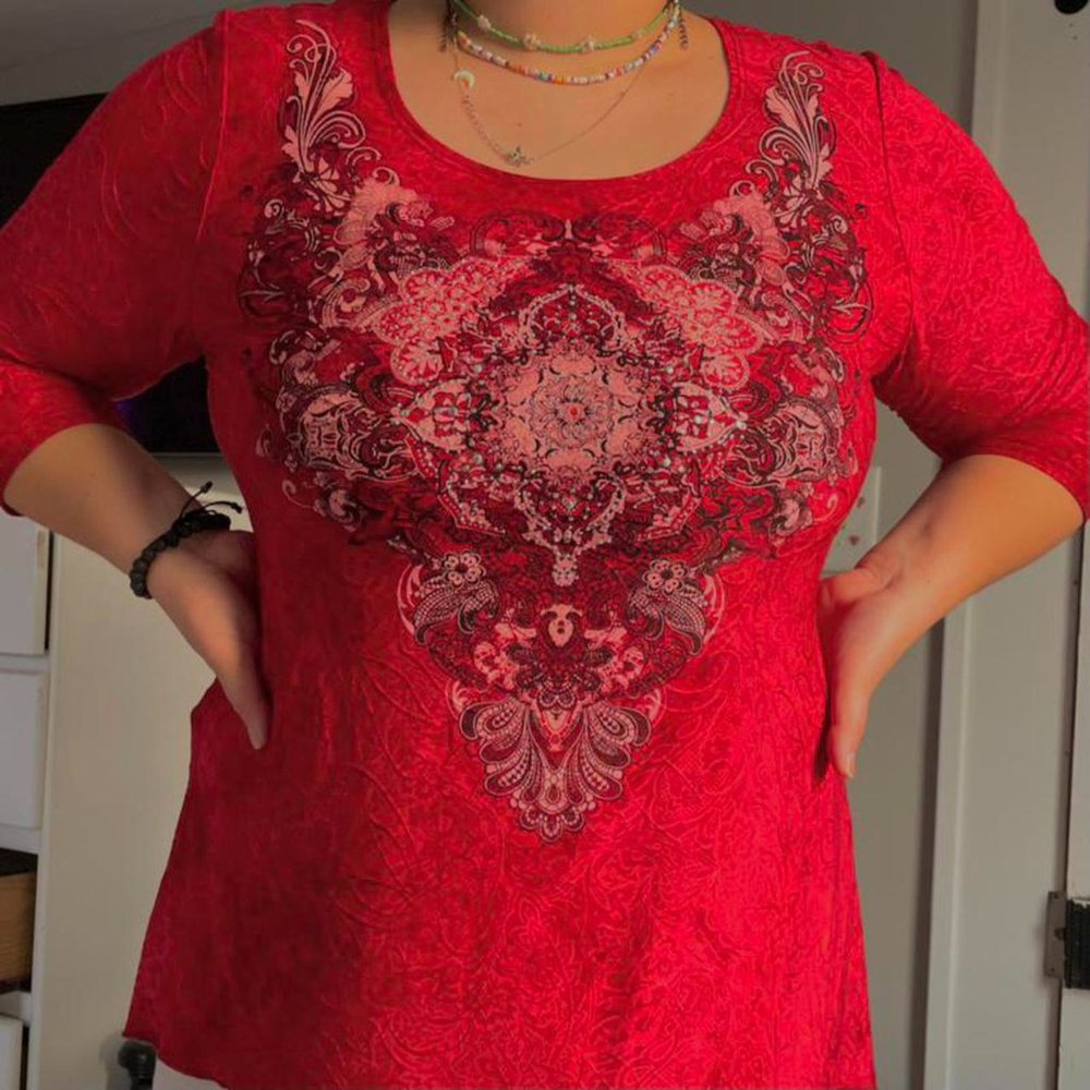 vintage red fairy core grunge long sleeve top